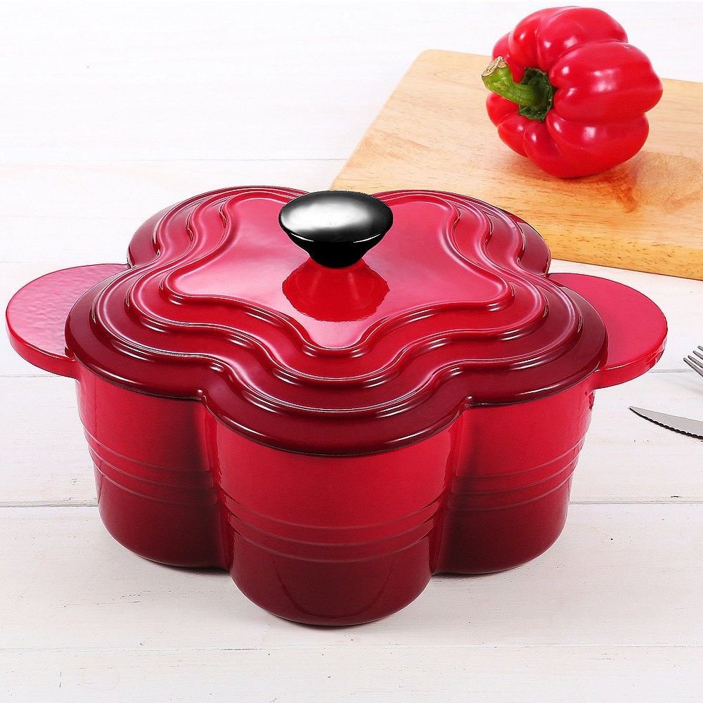 Paston 法式浪漫花漾鑄鐵琺瑯鍋 經典紅 鍋具 特力家購物網