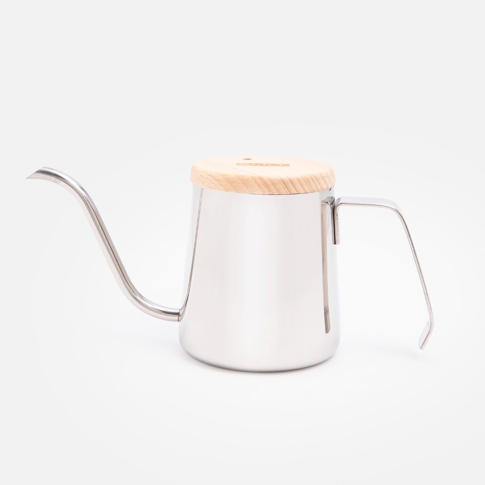 墨壺 A-IDIO｜人文手沖壺350ml(含溫度計、木蓋)-鏡光銀｜餐茶用具｜HOLA