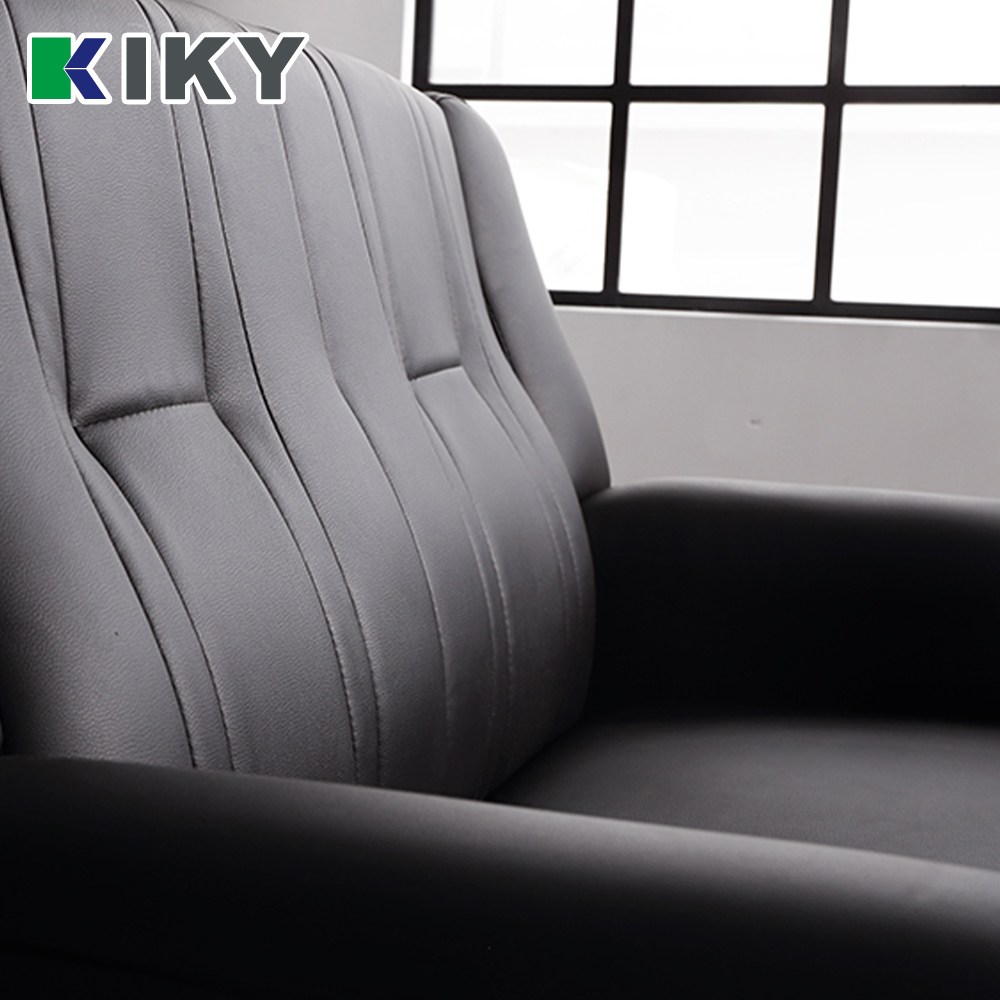 【KIKY】台灣製歐式皮爾2人座懶人皮沙發組(2人座+方塊腳椅)黑色