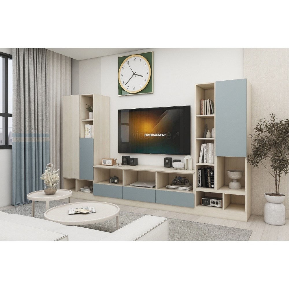 客廳系統家具 電視櫃+高櫃-北歐(藍) SA002