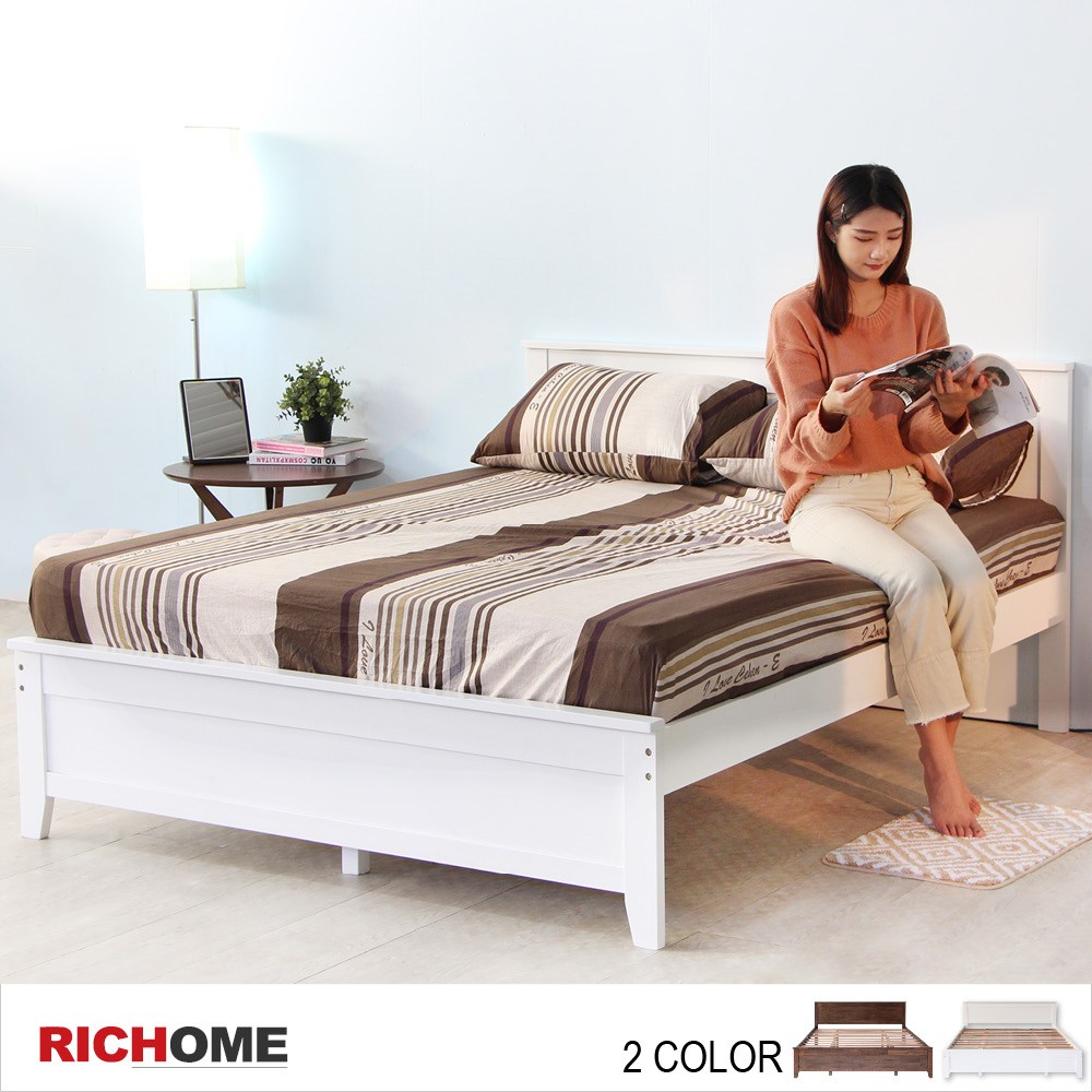 Richome 北歐浪漫6呎大雙人床 2色白色 床架丨床組 特力家購物網