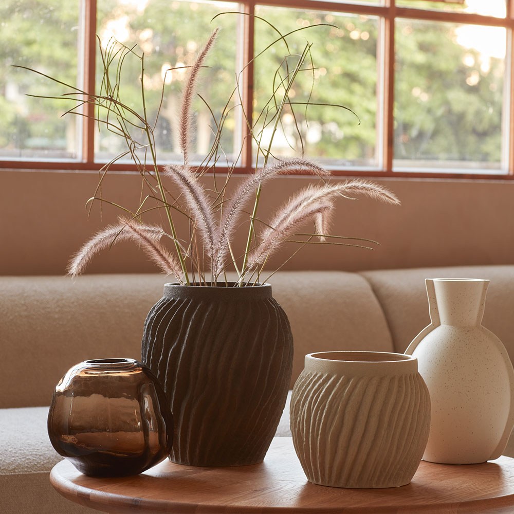 瑞典DBKD EDGE陶瓷花器30cm 灰褐｜家飾花藝｜HOLA 和樂家居