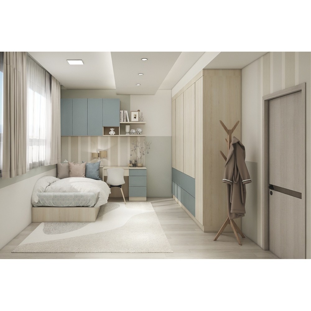 臥室系統家具 壁櫃+床頭箱+化妝台-北歐(藍) SA016