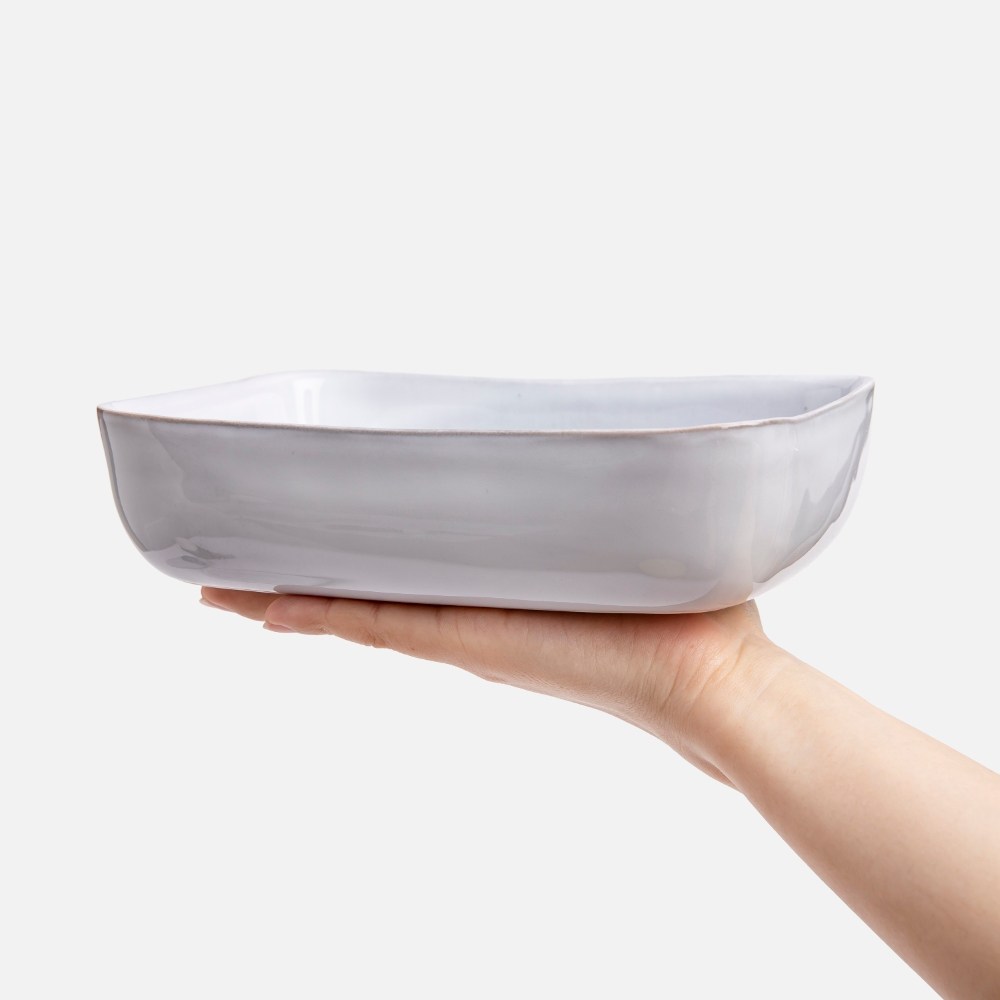NOSSE Svelte陶瓷方盤20cm 灰白｜餐茶用具｜HOLA 和樂家居