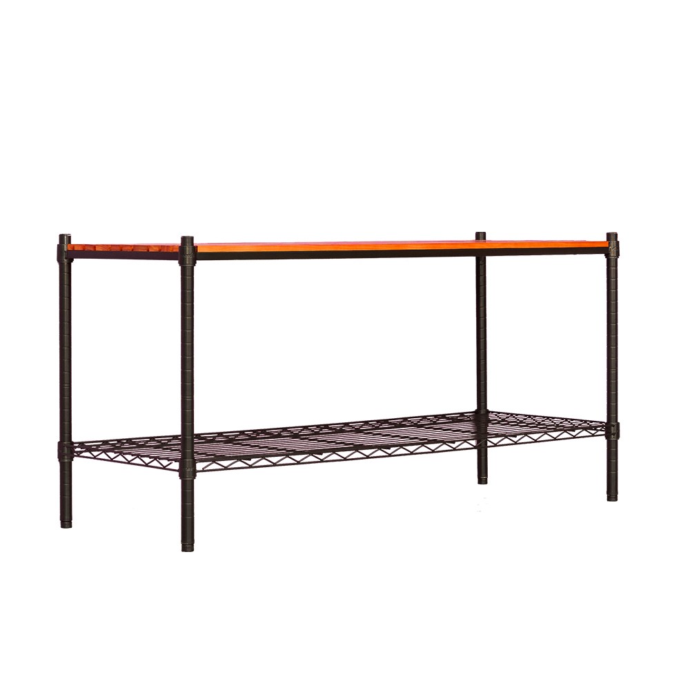 【dayneeds】(松木+輕網) 120x45x60cm烤漆二層架黑框+柚木色板