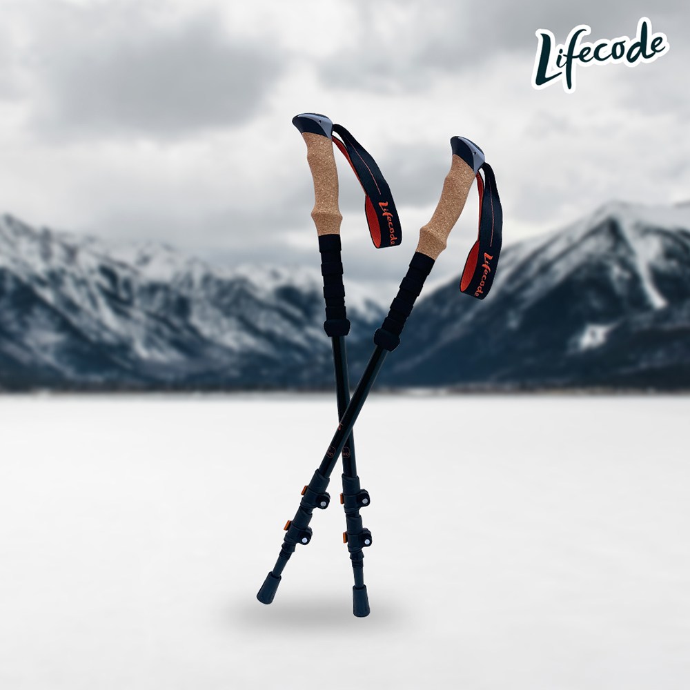 LIFECODE 輕量7075鋁合金伸縮健走杖/登山杖-2入提袋裝｜園藝休閒