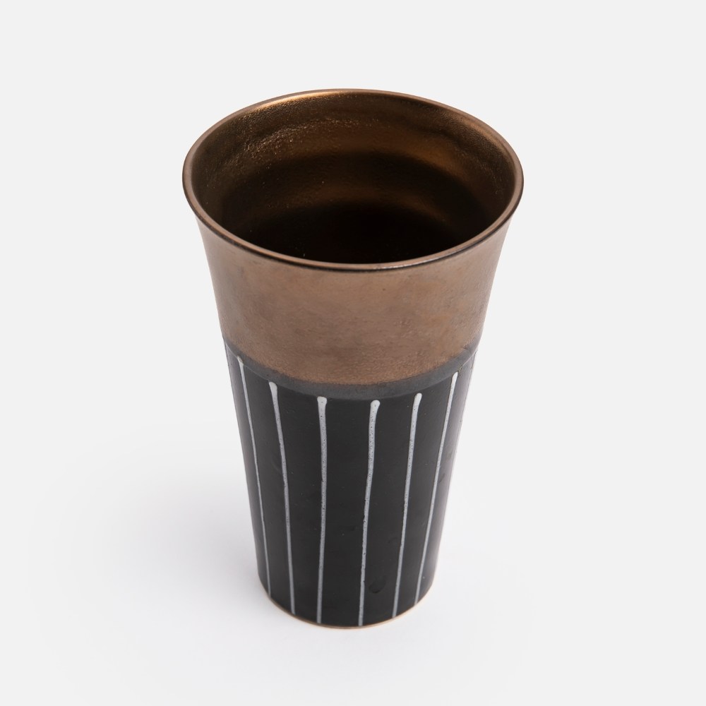 艾禮思陶瓷啤酒杯350mL 金彩黑｜餐茶用具｜HOLA 和樂家居