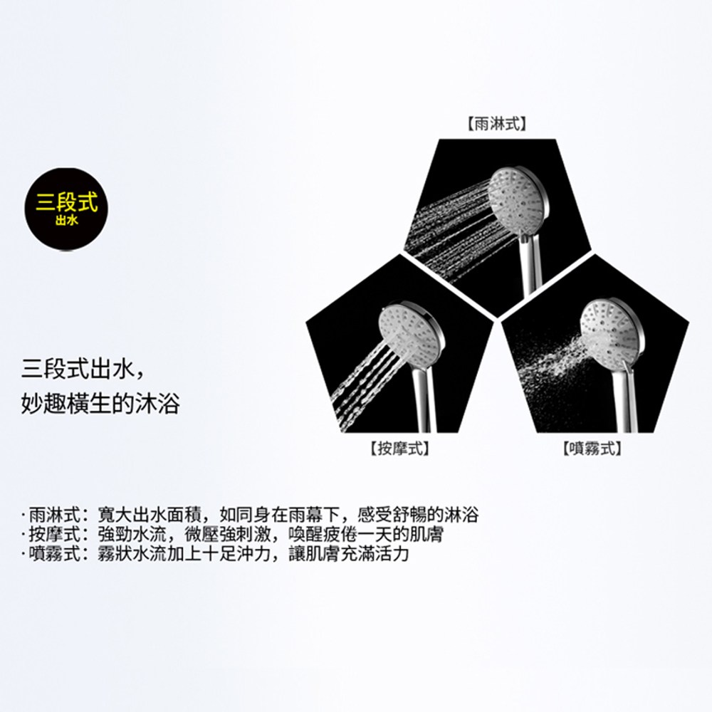 BRAVAT 雨林 不鏽鋼 三段蓮蓬頭 軟管組