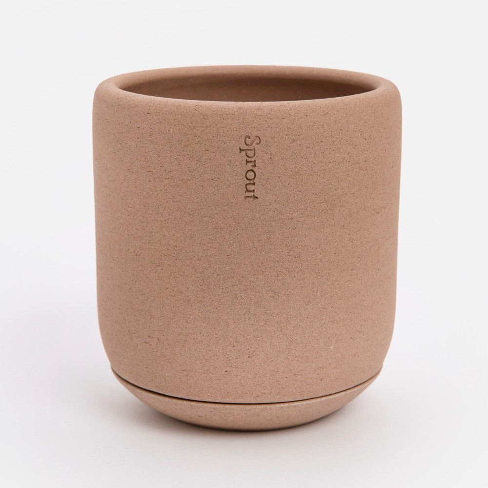 Sprout Signature A陶瓷盆器附底盤12cm 奶茶｜家飾花藝｜HOLA 和樂家居