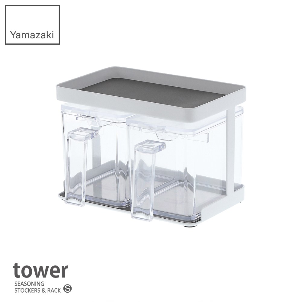 日本【YAMAZAKI】tower 調味料架-附盒S(白)