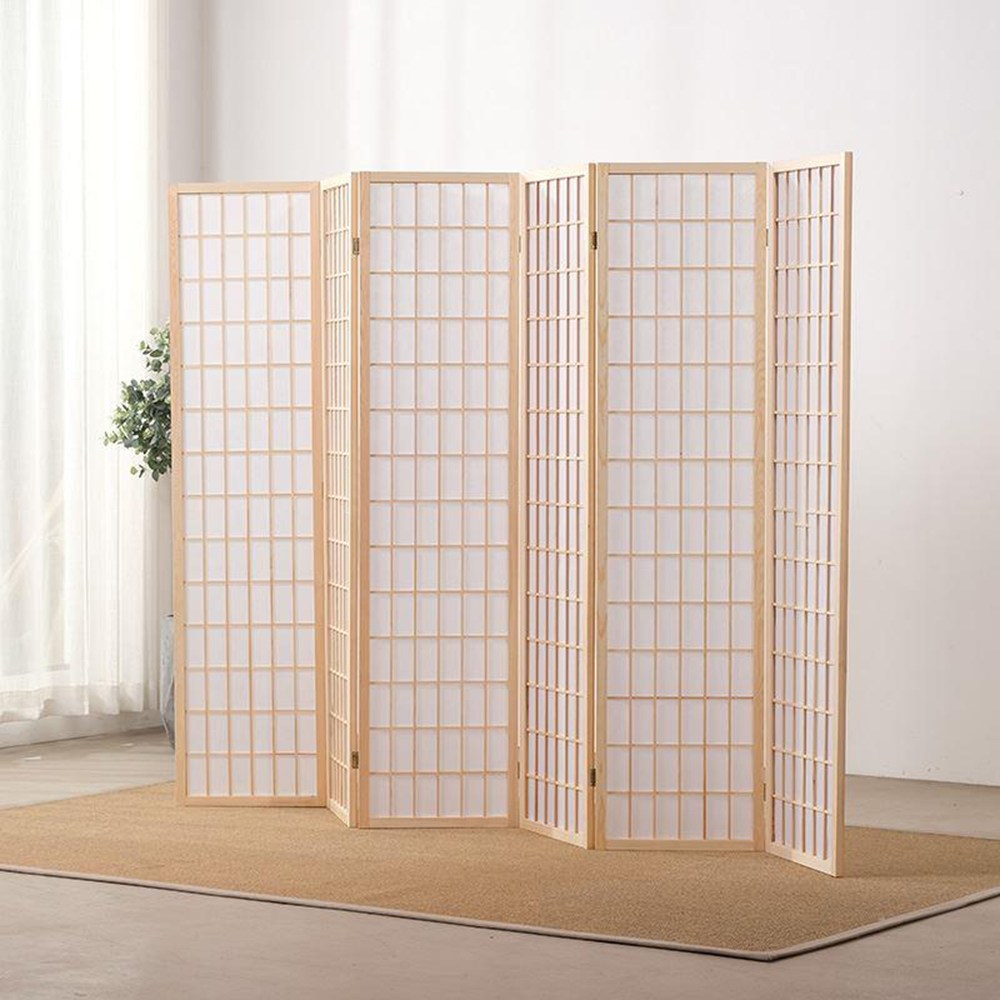 C&B》超大和田六面84格和風屏風原木色｜家具床墊｜特力屋．特力屋線上購物