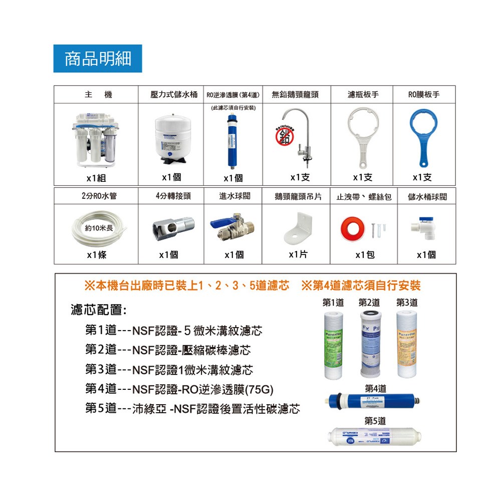 沛綠亞-RO逆滲透淨水機(NSF濾材) P04 (含基本安裝-請勾選安裝)