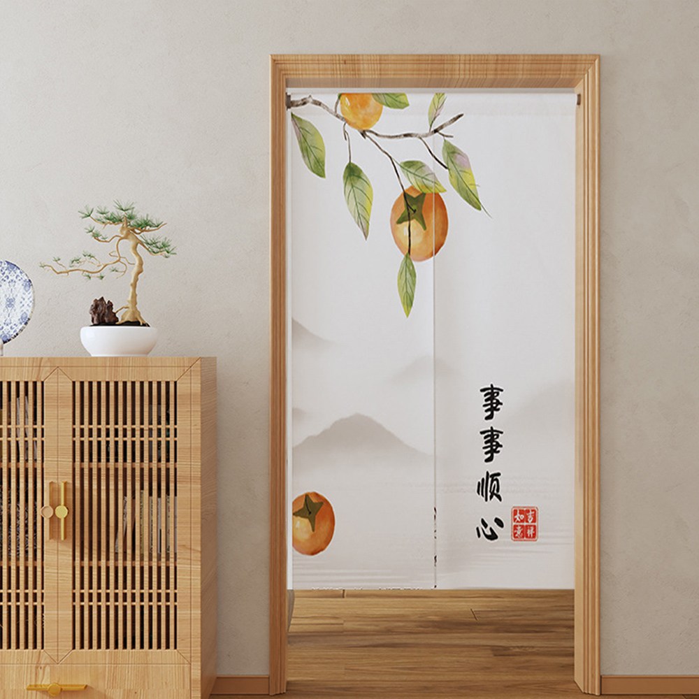 【三房兩廳】開運日式棉麻長門簾風水簾 事事順心 對開式 85x180cm