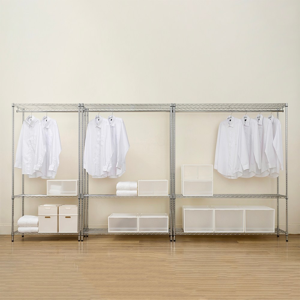(組合) 特力屋 頂天立地耐重型鍍鉻三層衣架 122x46x235-295cm