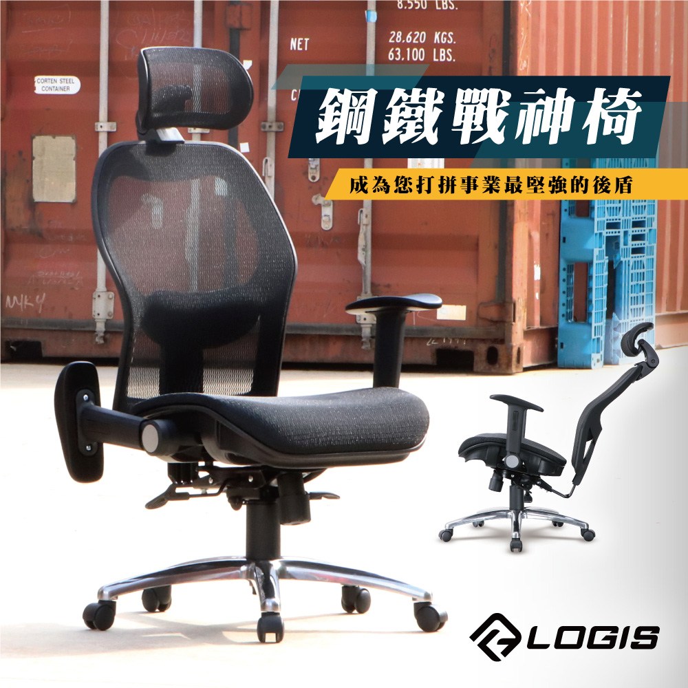 邏爵 特級雙網超NICE工學頭枕全網椅/辦公椅/電腦椅T85CS黑