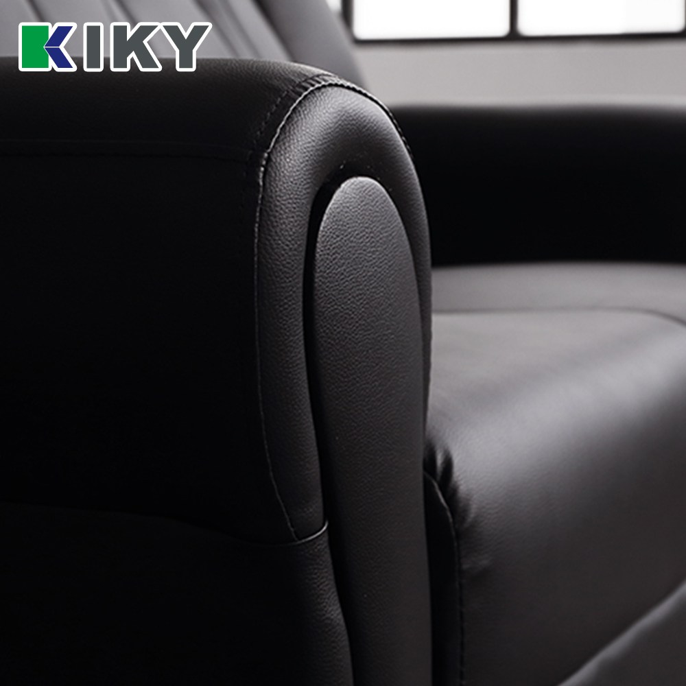 【KIKY】台灣製歐式皮爾2人座懶人皮沙發組(2人座+方塊腳椅)黑色