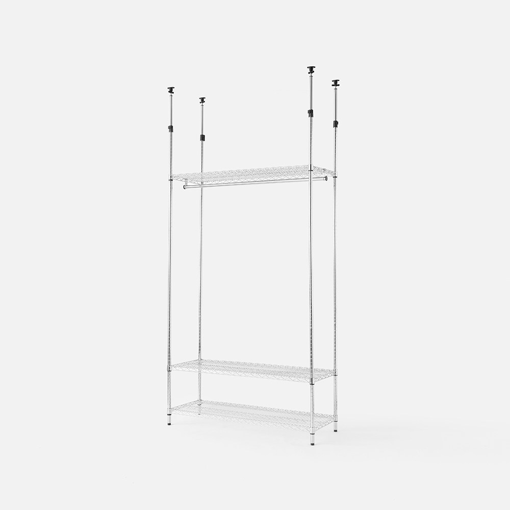 (組合) 特力屋 頂天立地耐重型鍍鉻三層衣架 122x46x235-295cm