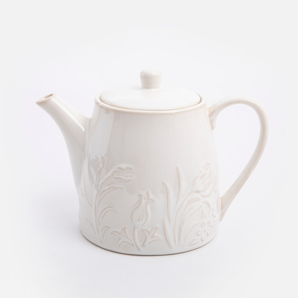 芙蘿拉茶壺白色-1300ML｜餐茶用具｜HOLA 和樂家居