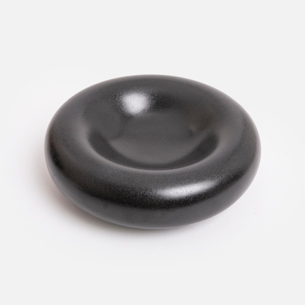 德國ASA陶瓷花器22xH7cm 圓盤型霧黑｜家飾花藝｜HOLA 和樂家居