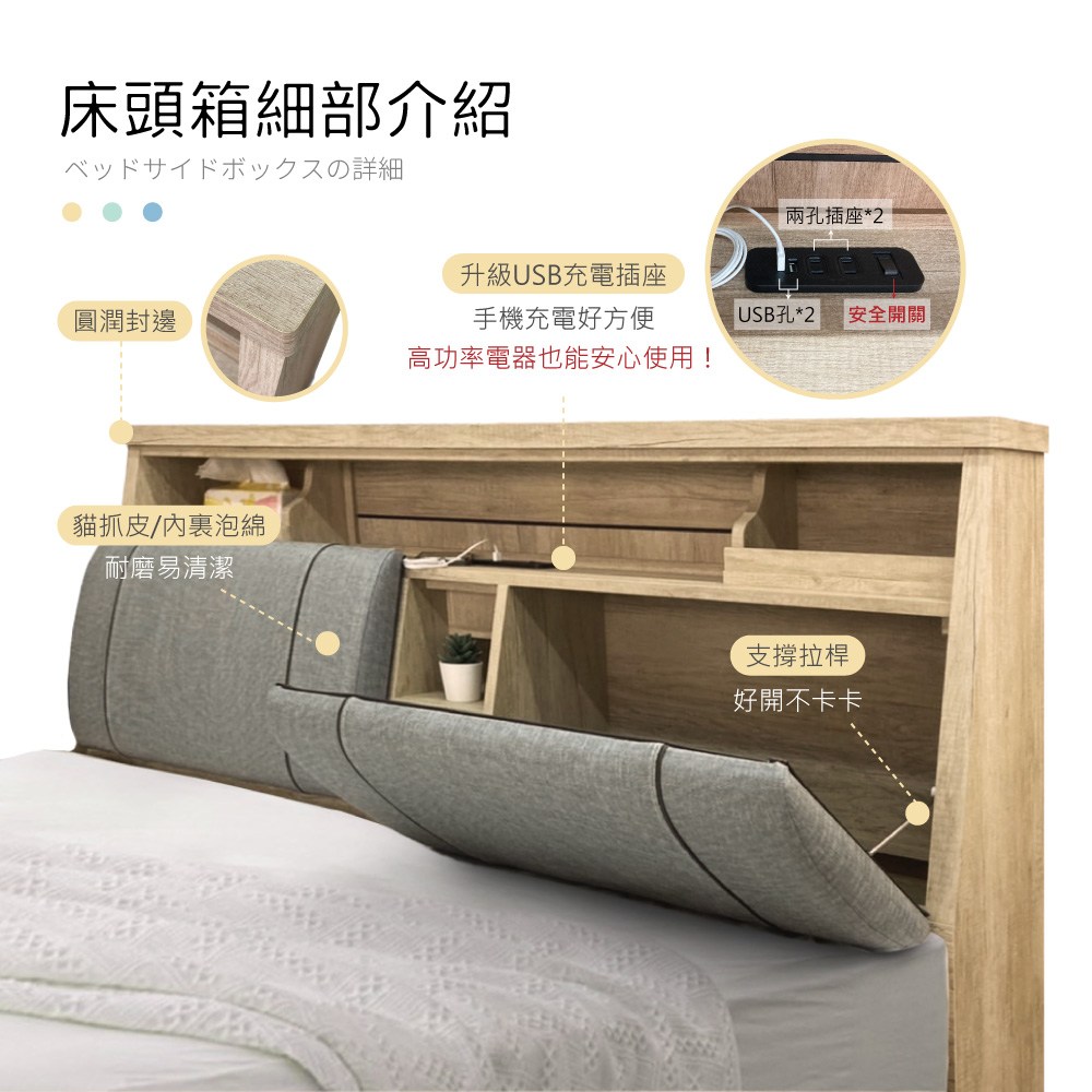 IHouse-特洛伊 6件組(頭+底+墊+床頭櫃+衣櫃+斗櫃)雙大6尺古橡