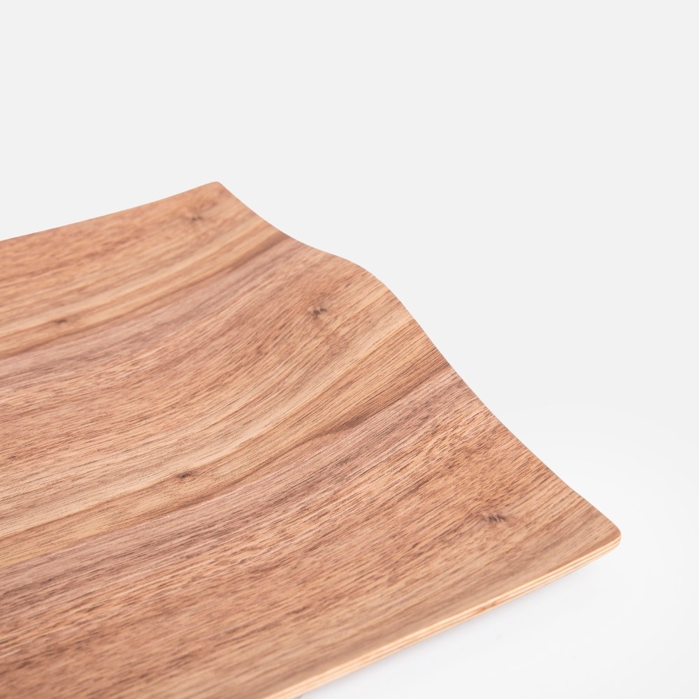 查莉防滑原木托盤44x31cm 方形胡桃木色｜餐茶用具｜HOLA 和樂家居