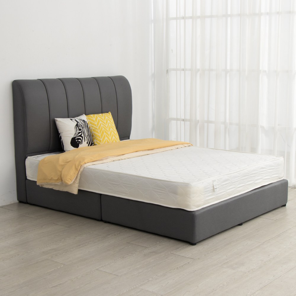 【IDEA】簡約百搭科技布雙人5X6尺床架(床頭+床底)深灰條紋
