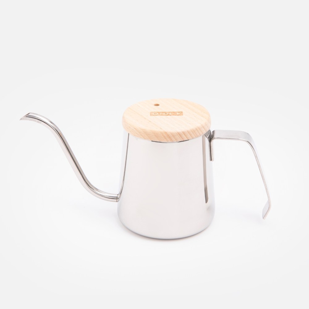 A-IDIO｜人文手沖壺350ml(含溫度計、木蓋)-鏡光銀｜餐茶用具｜HOLA