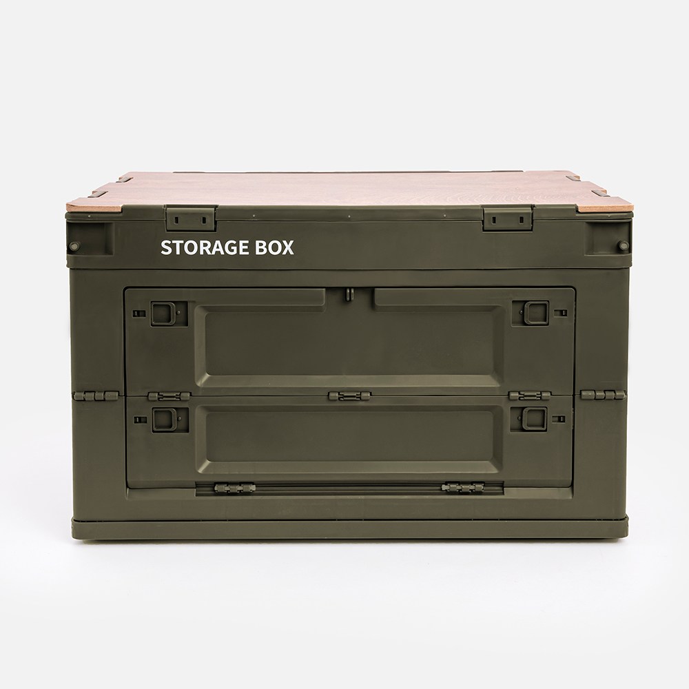 (組合) 特力屋加強防鏽鍍鉻四層架(液透)90x46x160公分+軍風綠木天板收納箱 大x6