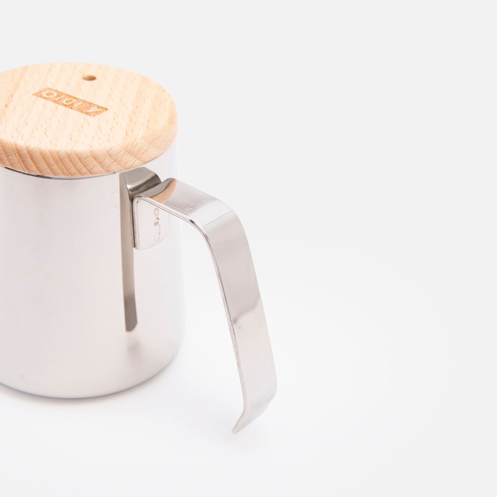 A-IDIO｜人文手沖壺350ml(含溫度計、木蓋)-鏡光銀｜餐茶用具｜HOLA