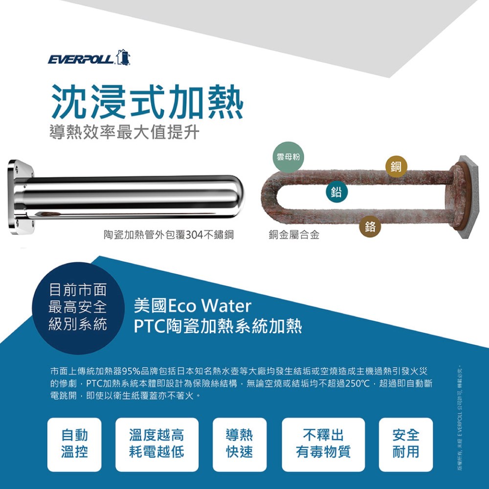 【EVERPOLL】廚下型雙溫無壓飲水機 EP-168