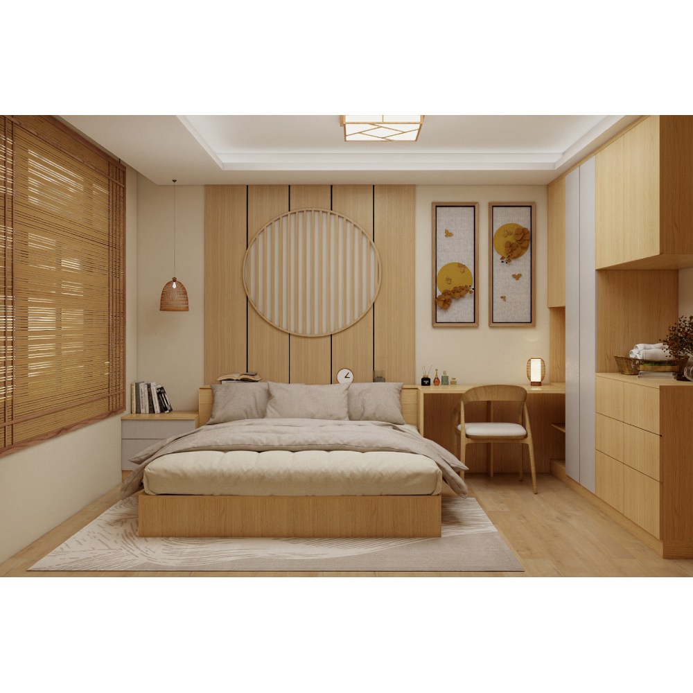 臥室系統家具 床頭箱+床底座+邊櫃-日式 SC007