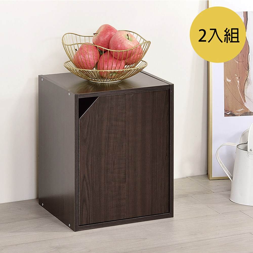 【TZUMii】簡約加高單門櫃-2入 胡桃木色