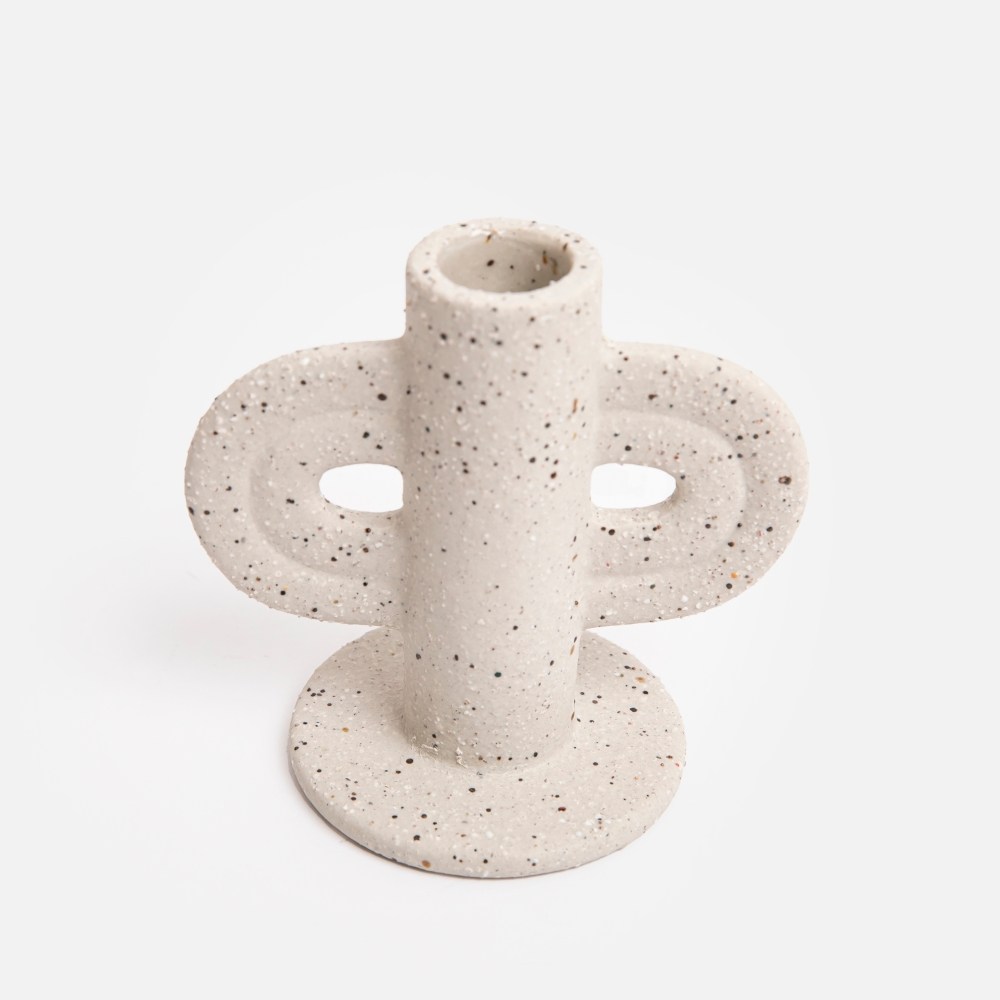 瑞典DBKD SWIRL Similar陶瓷燭台沙白｜HOLA 和樂家居｜HOLA 和樂家居