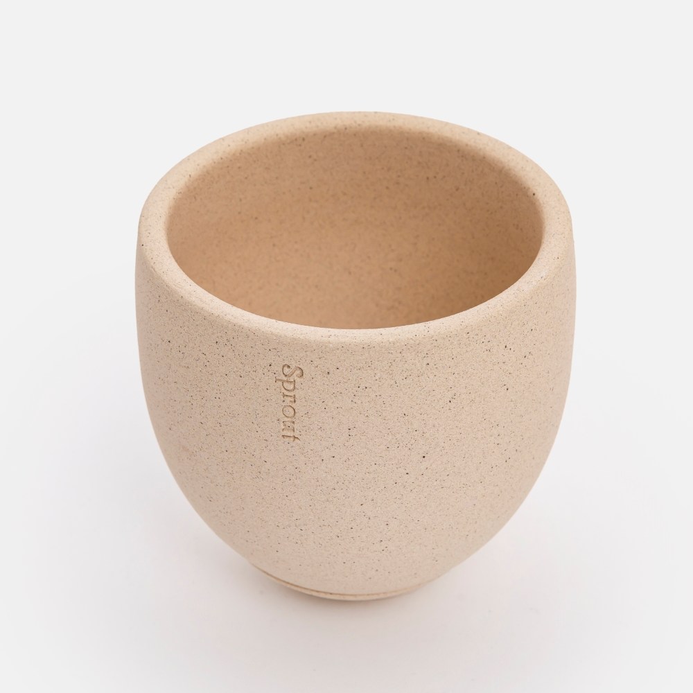 Sprout Signature B陶瓷盆器附底盤11cm 沙色｜家飾花藝｜HOLA 和樂家居