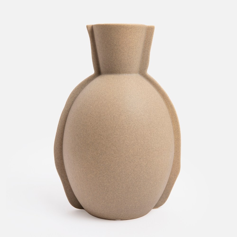 瑞典DBKD EDGE陶瓷花器30cm 灰褐｜家飾花藝｜HOLA 和樂家居