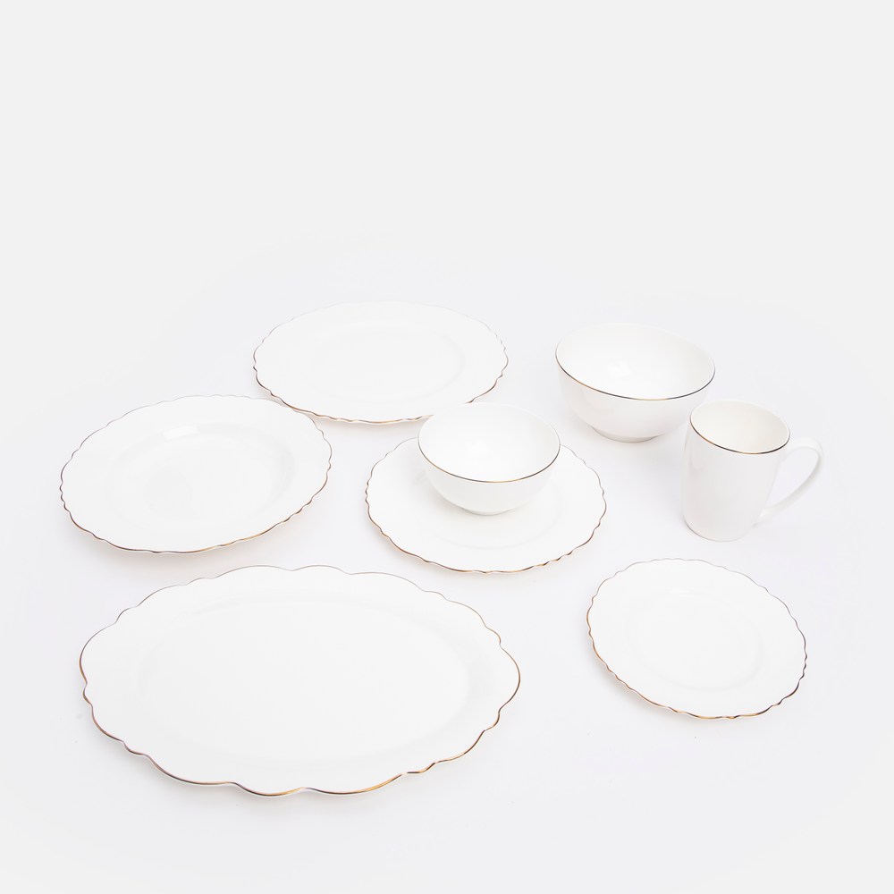 〔白磁口紅碗〕 克萊歐骨瓷碗11.9cm 花邊白｜餐茶用具｜HOLA 和樂家居