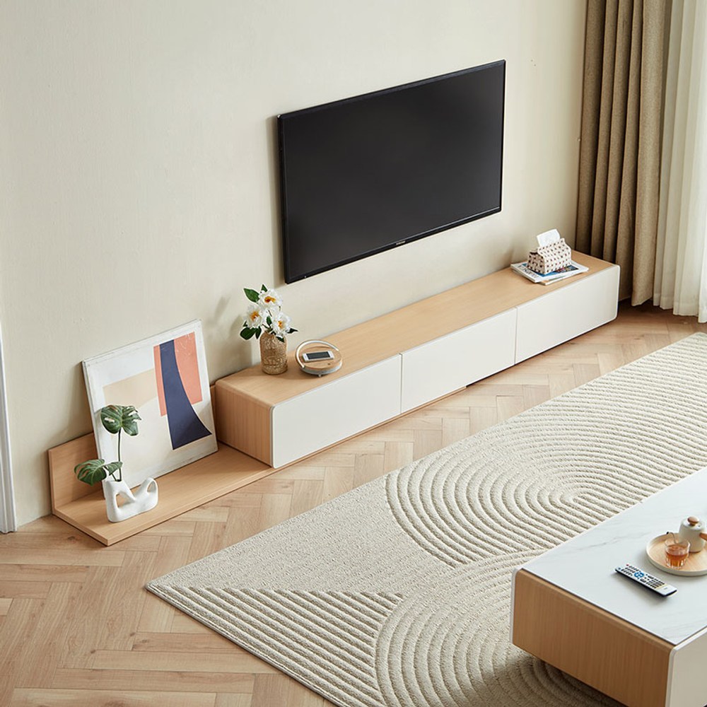 電話台 FAX台 天然木 hoi!林氏木業空島三抽可延伸儲物電視櫃UV1M-原木色｜家具床墊｜特力屋