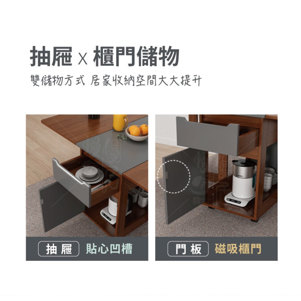 【慢慢家居】多功能可移動摺疊餐桌-1.35米(蝴蝶桌/多功能桌)蝴蝶桌-淺色系