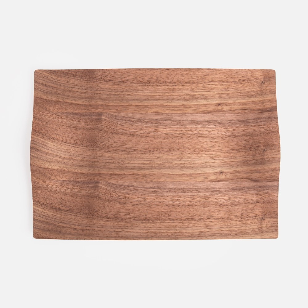 查莉防滑原木托盤44x31cm 方形胡桃木色｜餐茶用具｜HOLA 和樂家居