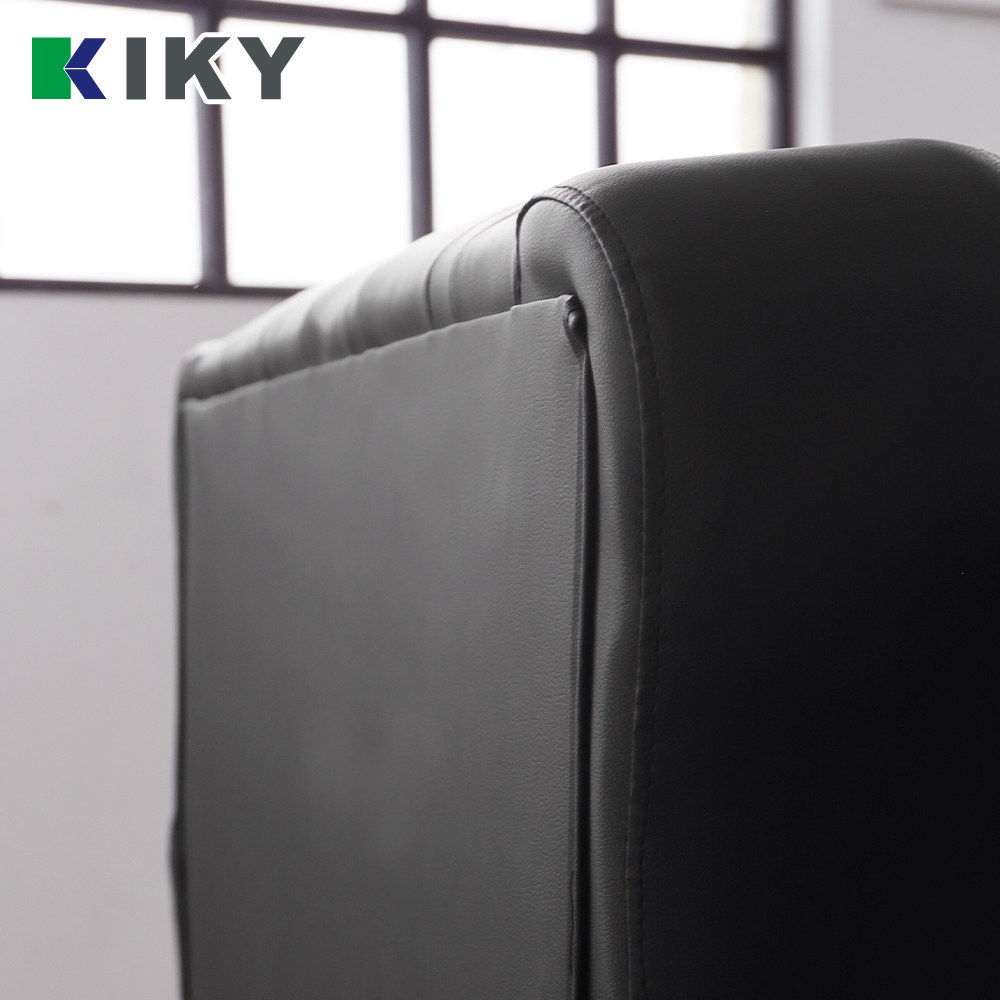 【KIKY】台灣製歐式皮爾2人座懶人皮沙發組(2人座+方塊腳椅)黑色