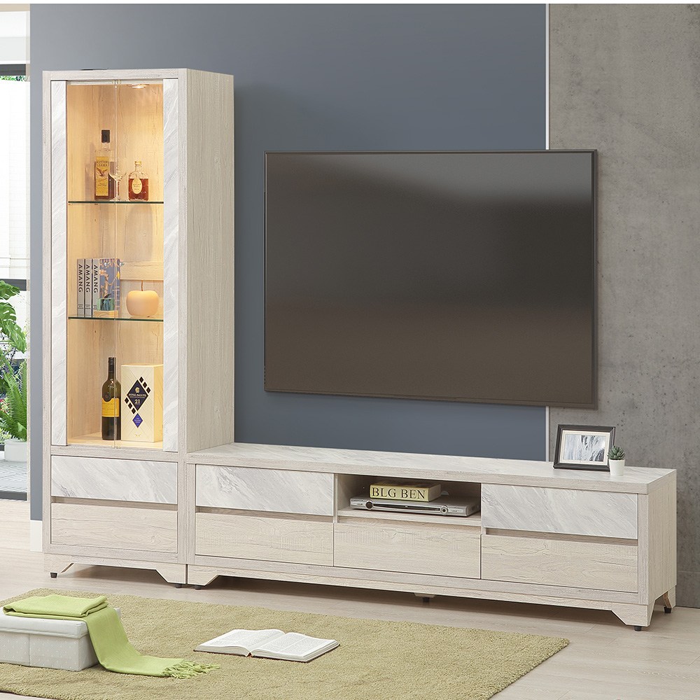 MUNA家居】艾曼妮8尺L櫃/展示櫃+6尺電視櫃｜家具床墊｜特力屋．特力屋