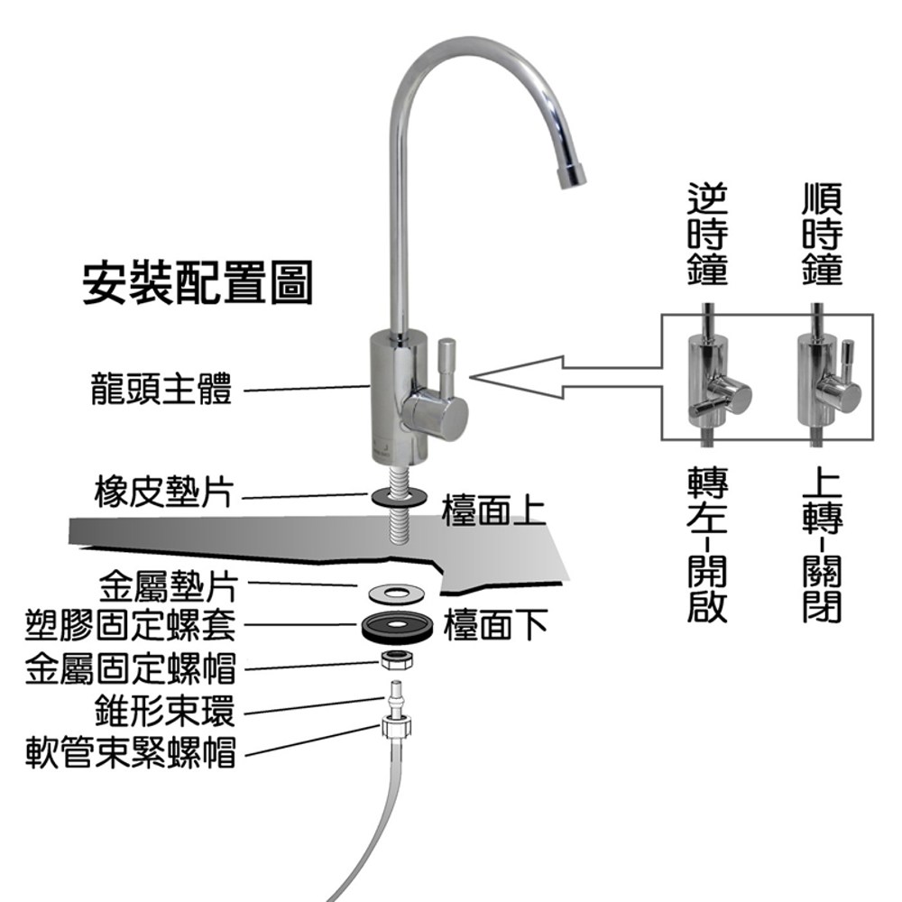 淨水器專用無鉛龍頭 亮銀款 5407-2F3 12.5x3.1x33cm