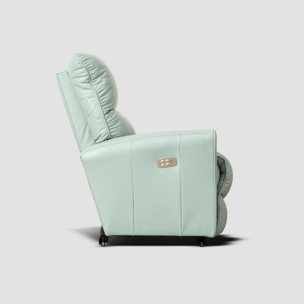 La-Z-Boy 765模組雙電動牛皮沙發左座湖水綠｜HOLA 和樂家居｜HOLA 和樂家居
