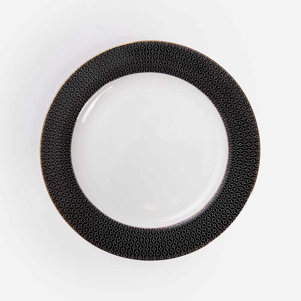 克洛伊骨瓷平盤21cm 黑白｜餐茶用具｜HOLA 和樂家居