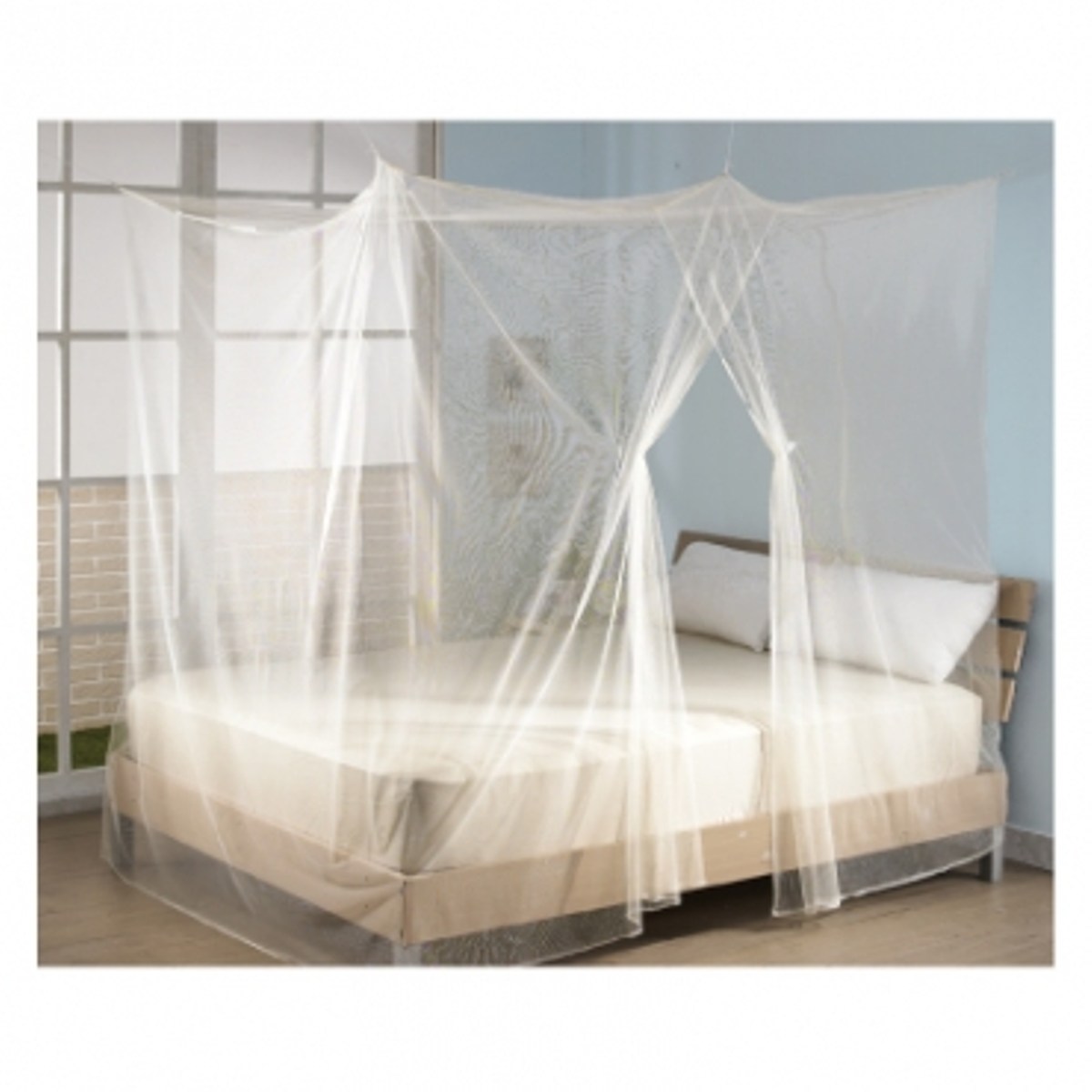 便利防蚊四方型蚊帐加大白