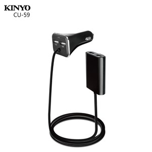 KINYO背夾式USB 4孔車充 CU-59