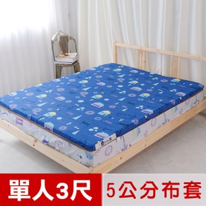 【米夢家居】夢想家園~冬夏兩用精梳純棉+紙纖蓆面床墊布套-3尺-深夢藍