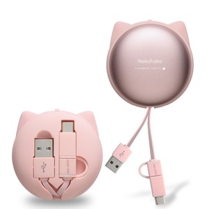 PROBOX 淺草貓Type-C & Micro USB雙用傳輸線1M清新粉