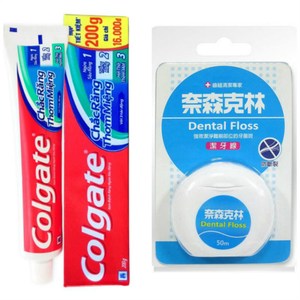【Colgate 高露潔】三效牙膏(200g*12)+奈森克林牙線(50M)*6