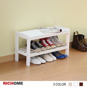 【RICHOME】LINCON日式和風穿鞋椅-白色
